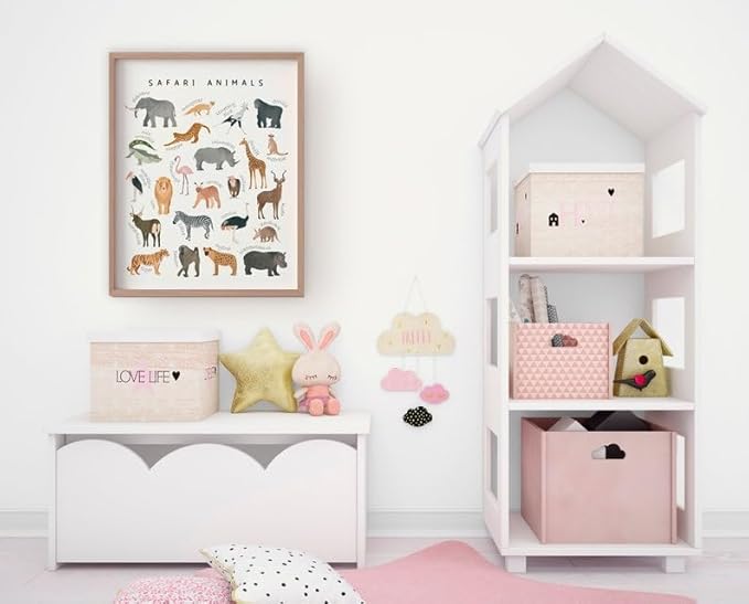 OZCONO Safari Animals Poster, Educational Jungle Chart for Kids, Playful Nursery Wall Decor, Montessori Learning, Homeschool Wildlife (Unframed) (11x14)