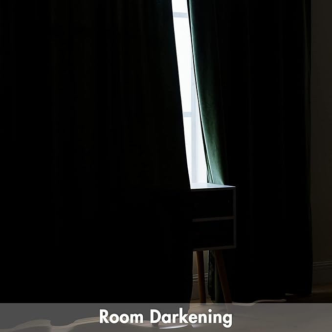 MIULEE Olive Green Velvet Curtains Thermal Insulated Blackout Curtain Drapes for Bedroom Living Room Darkening 96 Inches Long Curtains Panels Rod Pocket Set of 2