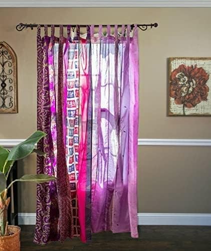 YILLE Sari Colorful Curtains Light-Filtering – Boho Curtains, Bed Canopy Panel, Tapestry or Window Treatment Beige Color (84 X 43 Inches) (Purple)