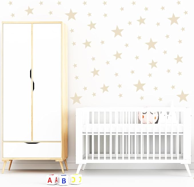 Wall Decals for Kids Room (Beige, Mix Star 155 Pcs)