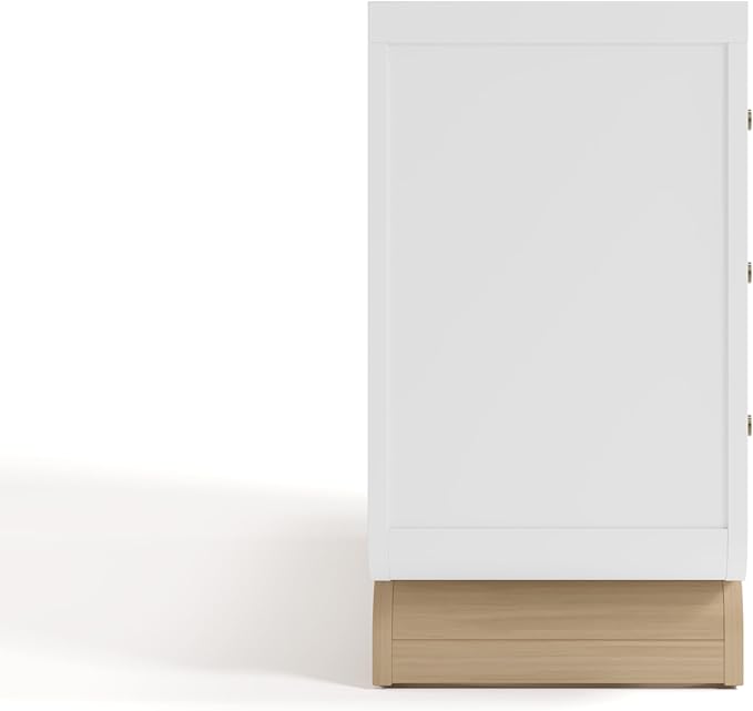 Storkcraft Santorini 6 Drawer Double Dresser (White with Driftwood) - GREENGUARD Gold Certified, Interlocking Drawer System, Dresser Drawer Organizer for Kids Bedroom