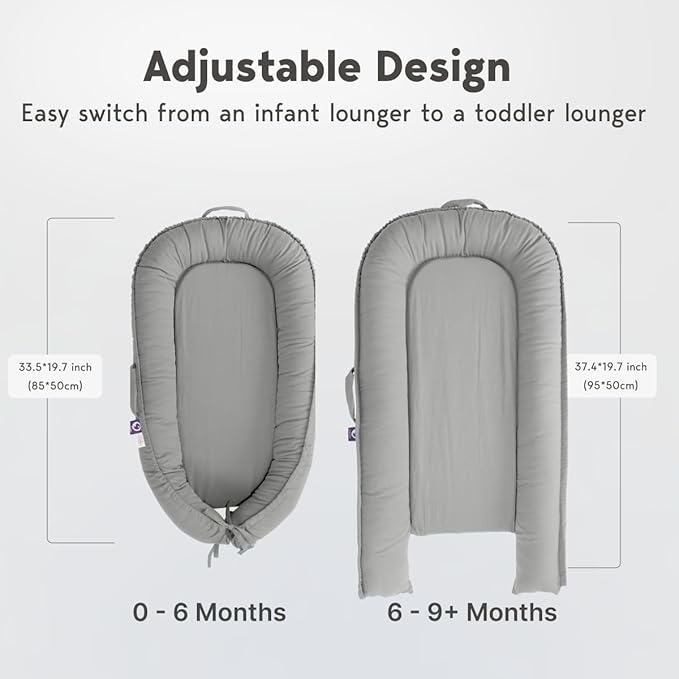 Infant Lounger, Baby Nest Cover for Baby Girls & Boys, Newborn Essentials for Baby 0-12 Months, 100% Cotton Breathable(SlateGray, Cotton)