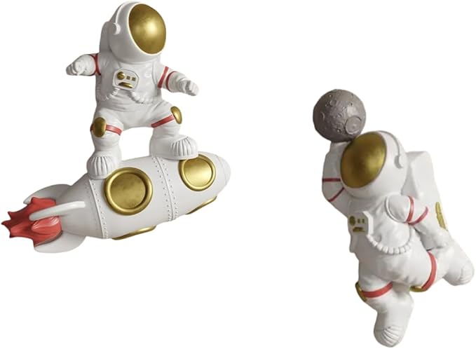 XGZY Astronaut Wall Sculptures decoration- Space themed Bedroom decor for boys - 2PCS Set & E