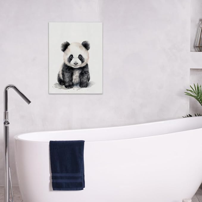 Woodland Nursery Decor, Baby Room Decor, Panda Wall Art Decorations For Safari Nursery Kids Toddler Boy Girl Room Playroom, Animal Wall Art Prints Poster 11x14 Inches Framed