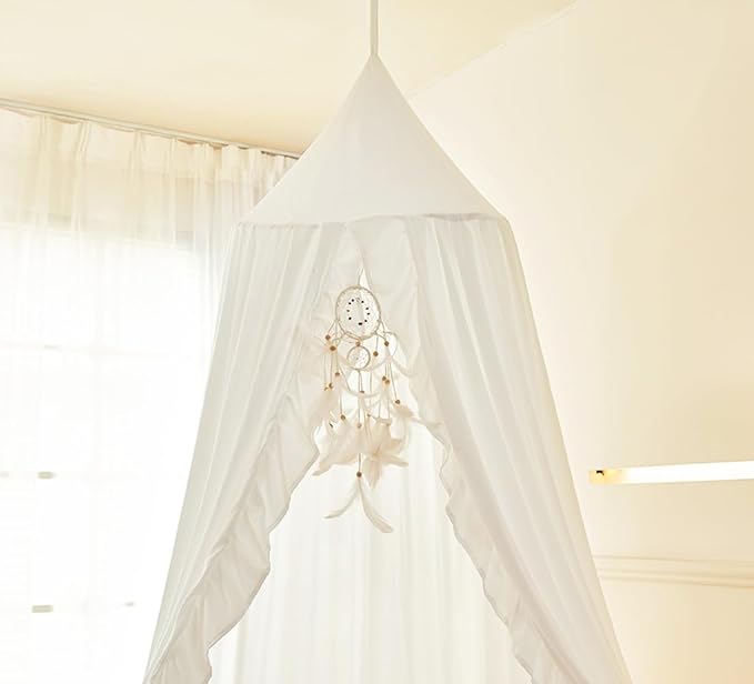 Mengersi Bed Canopy for Girls, White, Modern Style, 5"W x 5"L 94.5"H