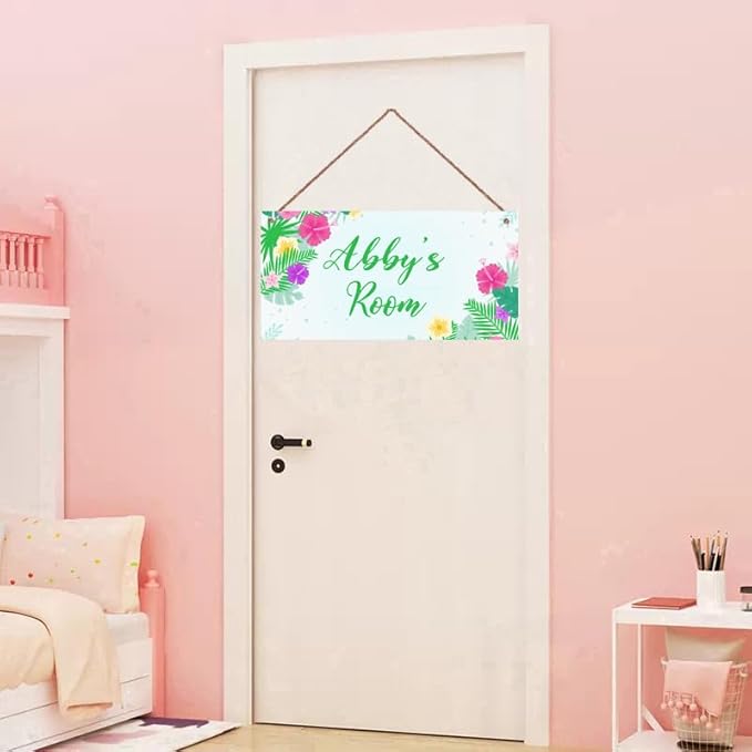 Personalized Flower Floral Grass Sign For Kids Room Door Custom Name Girls Room Decor Wall Art Toddler Baby Nursery Wood Plaque For Little Man Cave