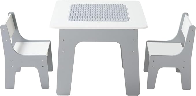 VEVOR Kid Activity Table and 2 Chairs Set, 23*23*20inch Graffiti & Building Blocks Double-Sided Tabletop, Toddler Play Table with Storage for Kids 3+ Years, Large Storage Space, Gift for Boys & Girls
