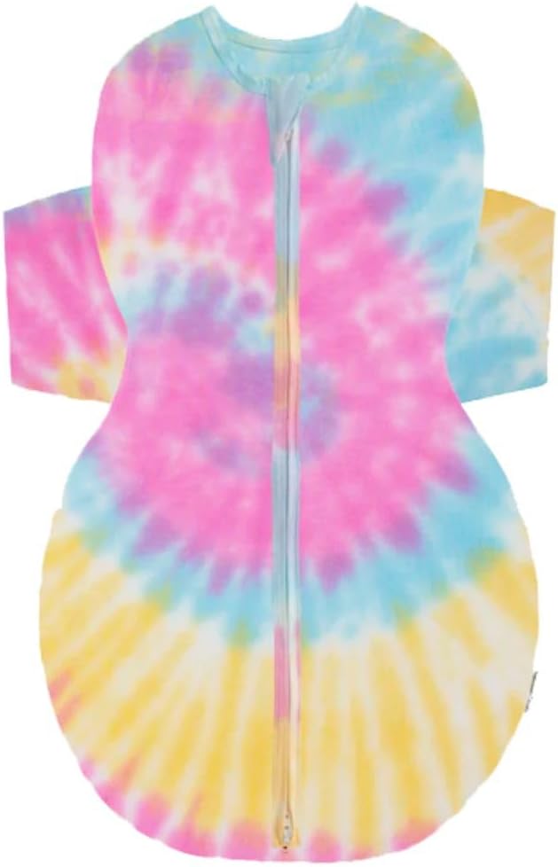 Happiest Baby SNOO Sleep Sack - 100% Organic Cotton Baby Swaddle Blanket - Doctor Designed Promotes Healthy Hip Development (Tie Dye Rainbow, Medium)
