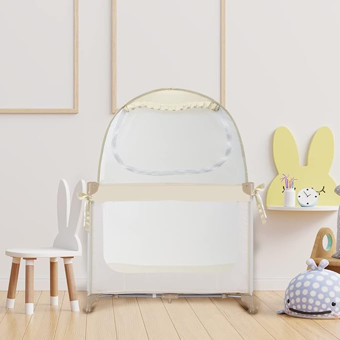 Pop Up Pack N Play Tent, Baby Net to Keep Toddler in, Mini Crib Canopy for Pack and Play, See Through, Breathable & Portable