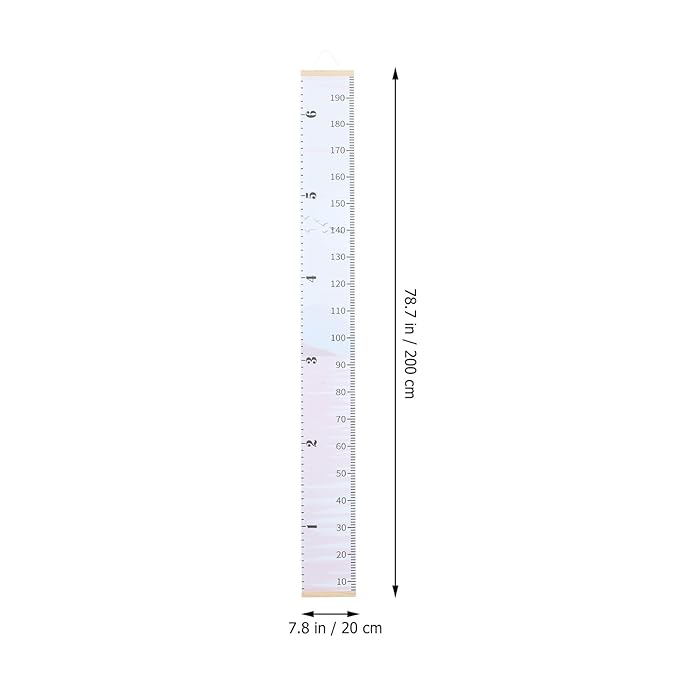 Wood Fabric Hanging Height Chart Ruler for Wall Growth Measurement Decor Sturdy Lightweight Growth Chart for Bedroom Nursery Portable Height Measuring Ruler