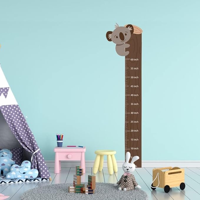 Height Chart for Kids - Growth Chart for Wall & Room Decor, Reusable, Easy Peel & Stick Measuring Wall Ruler for Baby, Toddler, Boys & Girls Nursery, Bedroom, Playroom & Home Decor (Hanging Koala)