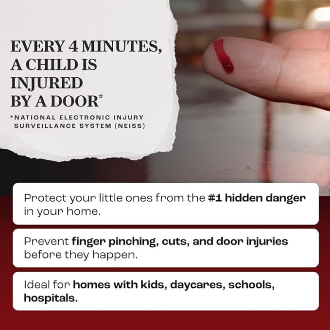 Door Finger Pinch Guard, Heavy Duty Child Safety Finger Protector for Door Hinges, Baby Proofing Jam Protector, Easy Install with Included Tape, Door Safety for Indoor/Outdoor, White, 2-Pack