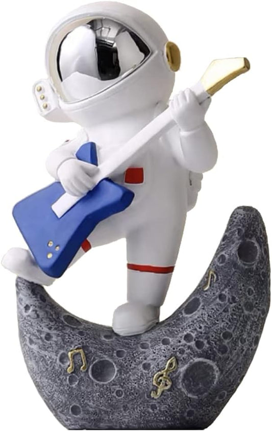 Paimuni Figurine Home Decor Resin Astronaut Statue Collectible Spaceman Sculpture Decorative Music Ornament for Desktop Bookshelf Office Living Room