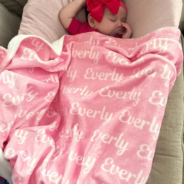 DayOfShe Custom Blankets with Name for Girls Boys Baby Shower Blanket Gifts, Personalized Name Blankets Gifts for Teen Girls Grandkids Christmas Stocking Stuffers