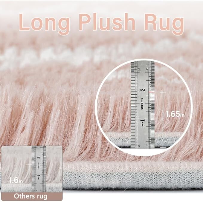 6x9 Checkered Rug for Living Room Pink and White Modern Soft Area Rug Fluffy Non-Slip Carpet for Bedroom Playroom Home Aesthetic Decor