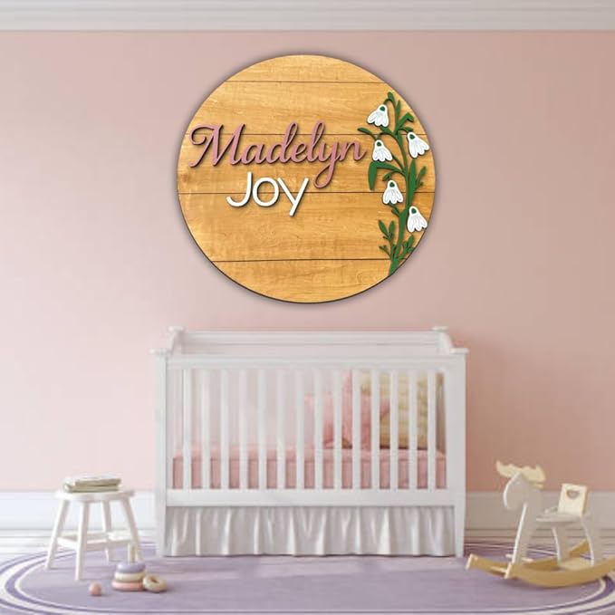 Personalized Wooden Name Sign - Custom Baby Name Signs for Nursery & Kids Room, Baby Announcement Sign, Wall Name Signs Personalized, Round Wooden Letters for Nursery Decor (Design 4)