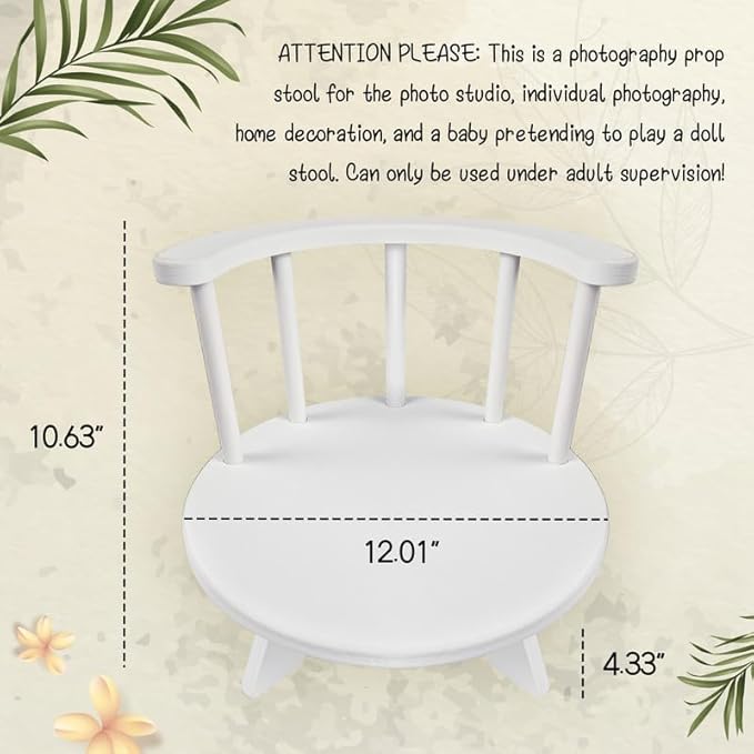 Photography Props Wooden Stool Photo Studio Accessories Semi-Circular Stool Chair White Toddler Photo Props Doll Chair Wood Stool Bench Children Photoshoots Child Photo Props Gift