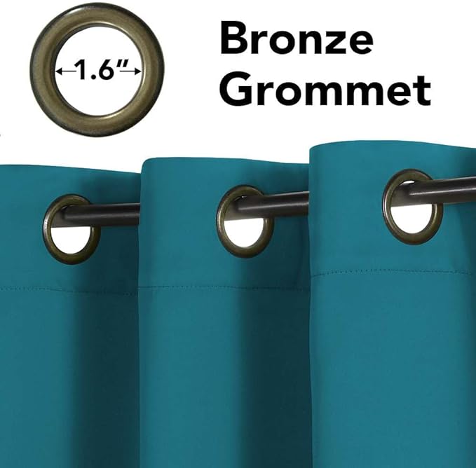 H.VERSAILTEX Premium Blackout Thermal Insulated Room Darkening Curtains for Bedroom/Living Room - Classic Grommet Top (2 Panels, Turquoise Blue, 52 Inch by 45 Inch)