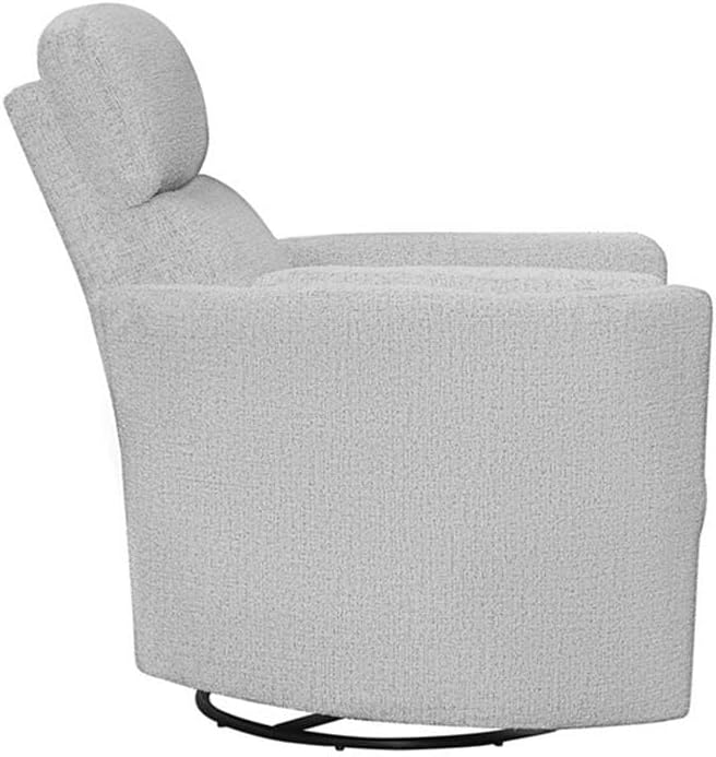 Pemberly Row Manual Glider Recliner Swivel Accent Chair in Angora Linen