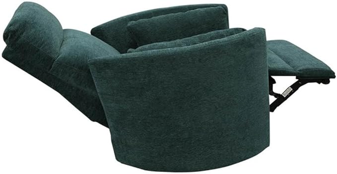 Pemberly Row Polyester Power Swivel Glider Recliner in Peacock Blue with USB Charging Ports and 2 Comfort Pillows for Living Room