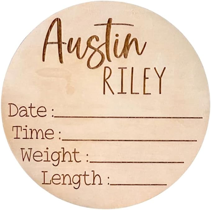 Personalized Newborn Announcement Sign for Hospital - Single Sided - Wooden Birth Announcement Sign - Baby Name Announcement Sign Customized Gender Neutral (Single Sided Name and Blank Stats)