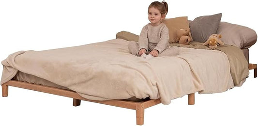 Twin Floor Bed Made in Europe, 7 Colors Universal Toddler or Teen Bed, Water Based Paint Used, Alderwood Japanese Bed Frame, Platform Bed Frame King, Queen, Twin, Full, Minimalistic Tatami Bed Frame