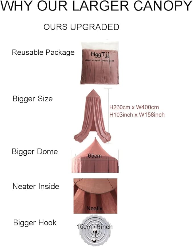 Princess Bed Canopy for Girls, Extra Large Hanging Canopy for Bed, Dreamy Play Tent for Girls Room Bedroom Decoration, Breathable Canopy Bed Curtain for Children Reading Nook - Rose Red