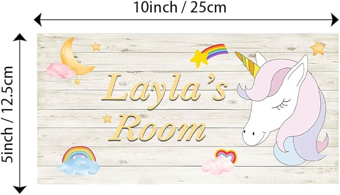 Personalized Name's Pink-maned unicorn & stars-rainbow Nursery Kid's Children's Girls Bedroom Door Sign Wood Plaque Sign Wall Decor Gift
