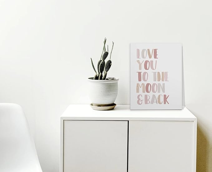 Love You to The Moon and Back Framed Canvas Wall Art Decor 11×14 inch, Neutral Nursery Love Quote Print Painting Artwork Home Wall Decoration For Home Bedroom Nursery Girls Room