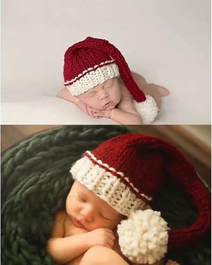Christmas Newborn Photography Props Swaddle Wraps with Santa Hats for Baby Boys Girls Photo Props Shoot