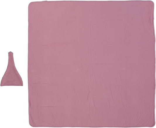 Baby Swaddle Blanket Set with Hat Soft Stretchy Newborn Receiving Blanket Swaddle Wrap for Infants Lightweight Modal Fabric Solid Color Design