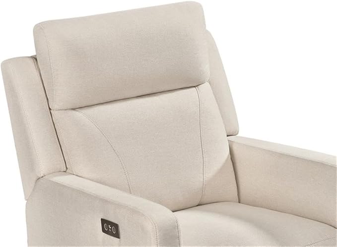 Pemberly Row Premium Fabric Glider Power Recliner Nursery Rocking Chair for Living Room, Kids Room, Rocker Swivel Recliner with USB Port in Cream