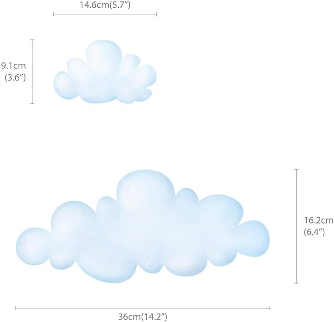 DECOWALL DS9-1702 Clouds Kids Wall Decals Wall Stickers Peel and Stick Removable Wall Stickers for Kids Nursery Bedroom Living Room