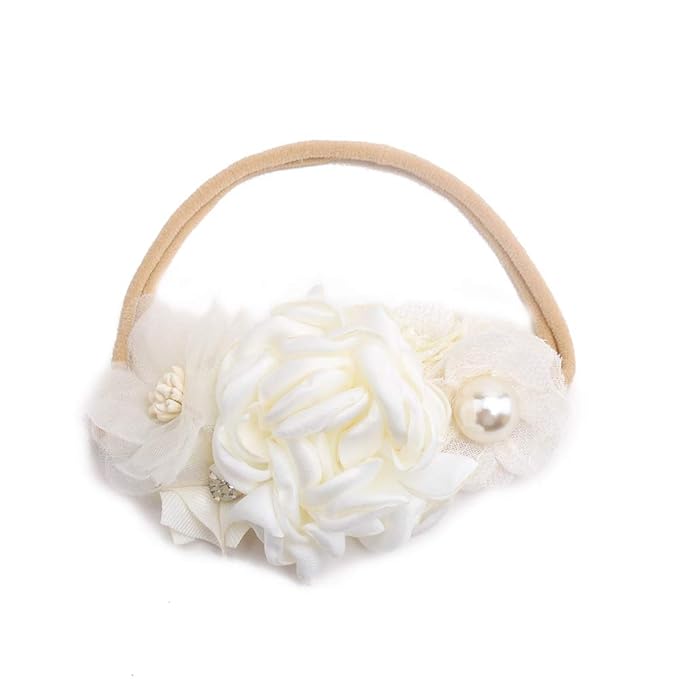 Baby Girl Floral Headband Nylon Flower Crown Elastic Hairband 3pcs Hair Accessories Gift for Girls，stretchy size 3pcs/set