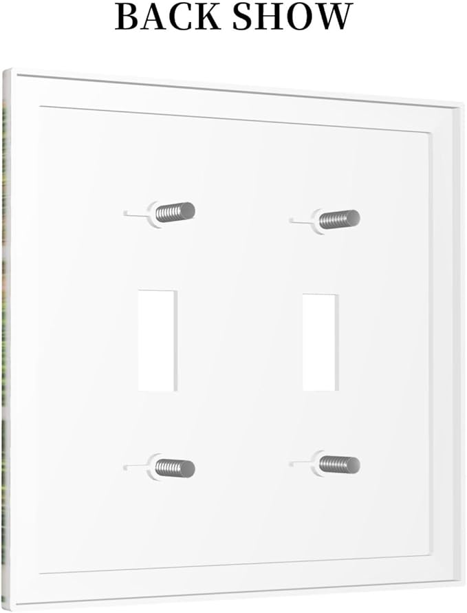 Mediterranean Greece Scene Flowers 2 Gang Light Switch Plate Decorative Double Toggle Wall Plate Italian Town from Another Window Receptacle Switchplate Decorate for Home Living Room Bedroom