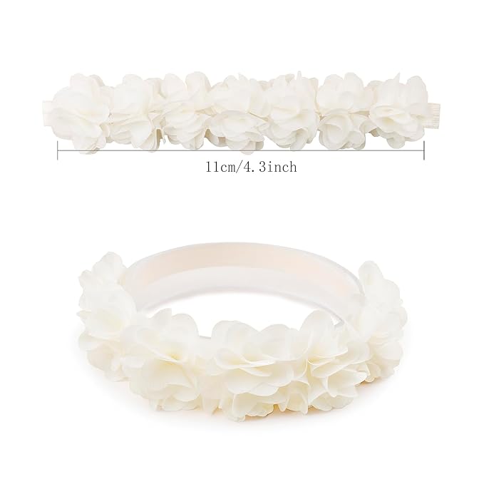 Baby Girl Floral Headband Nylon Flower Crown Elastic Hairband 3pcs Hair Accessories Gift for Girls (9557-001)