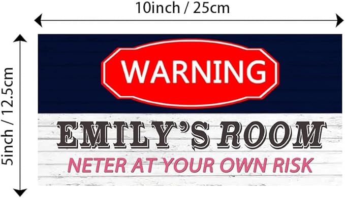 Personalized Name's Red-label warning-styleNursery Kid's Children's Girls Bedroom Door Sign Wood Plaque Sign Wall Decor Gift