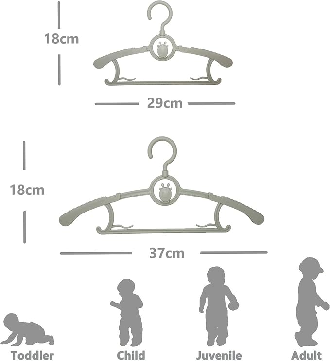 Baby Hangers 30 Pack, 360° Swivel Hook, Adjustable Kids Hangers According to Clothing Size, Suitable for Babies and Children (Gray)