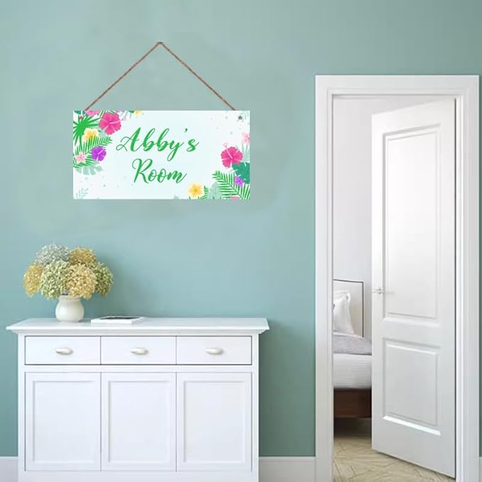 Personalized Flower Floral Grass Sign For Kids Room Door Custom Name Girls Room Decor Wall Art Toddler Baby Nursery Wood Plaque For Little Man Cave
