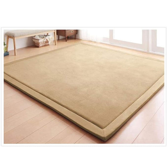 Loartee Coral Velvet Crawling Rug (6'8"x 6'8", Brown) for Toddler Children Play Area Rug Yoga Mat Exercise Pad