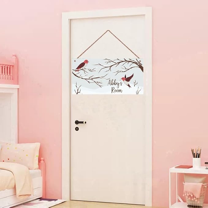 Personalized Birds Sign Snowscape Theme Art Décor For Kids Room Custom Name Door Wall Art Décor For Little Man Cave, Cartoon Nursery Art Plate For Girls Room Boys Bedroom Baby