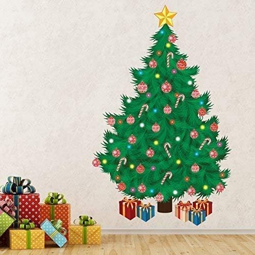 Christmas Decorations Clearance for Home Indoor Wall Stickers Merry Christmas Decor Wall Murals Decals Living Room Children Nursery Restaurant Cafe Hotel Home Decor (Traditional Christmas Tree)