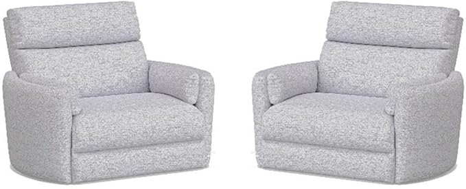 Pemberly Row XL Extra Wide Power Glider Recliner in Mineral (Set of 2) with USB Charging Ports and 2 Comfort Pillows for Living Room