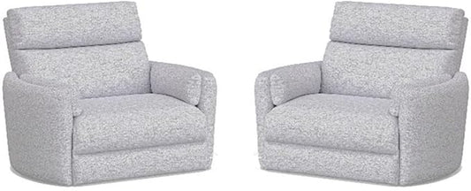 Pemberly Row XL Extra Wide Power Glider Recliner in Mineral (Set of 2) with USB Charging Ports and 2 Comfort Pillows for Living Room