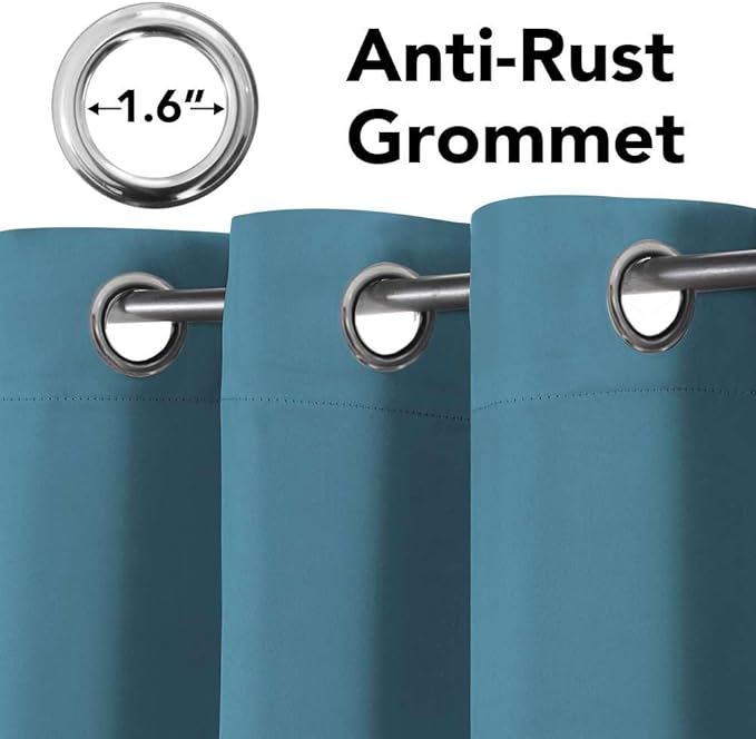 H.VERSAILTEX Premium Blackout Thermal Insulated Room Darkening Curtains for Bedroom/Living Room - Classic Grommet Top (2 Panels, Storm Blue, 52 Inch by 84 Inch)