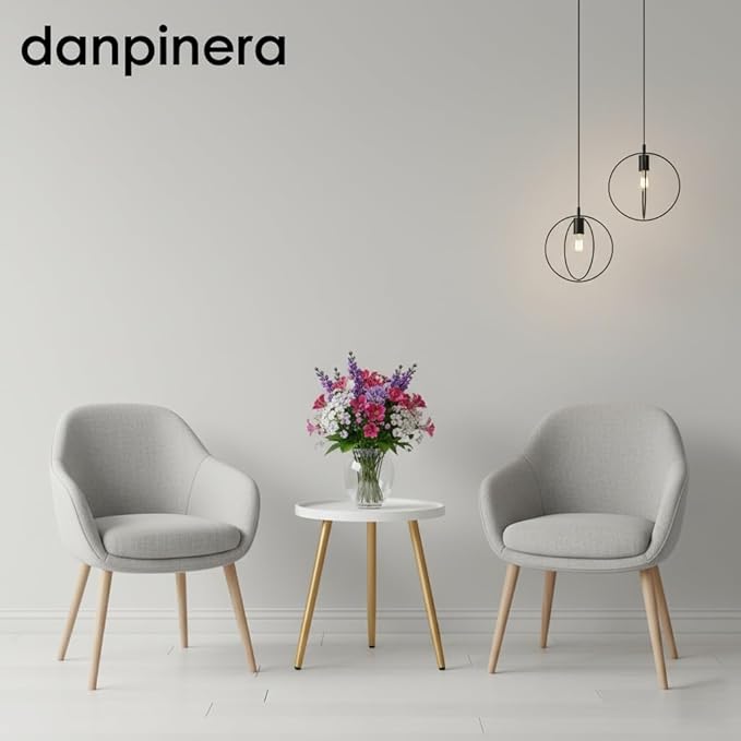 danpinera Nursery Side Table, Metal Legged Mini Table with Wooden Tray, Small Round End Table for Living Room, Bedroom, Nursery, White & Gold