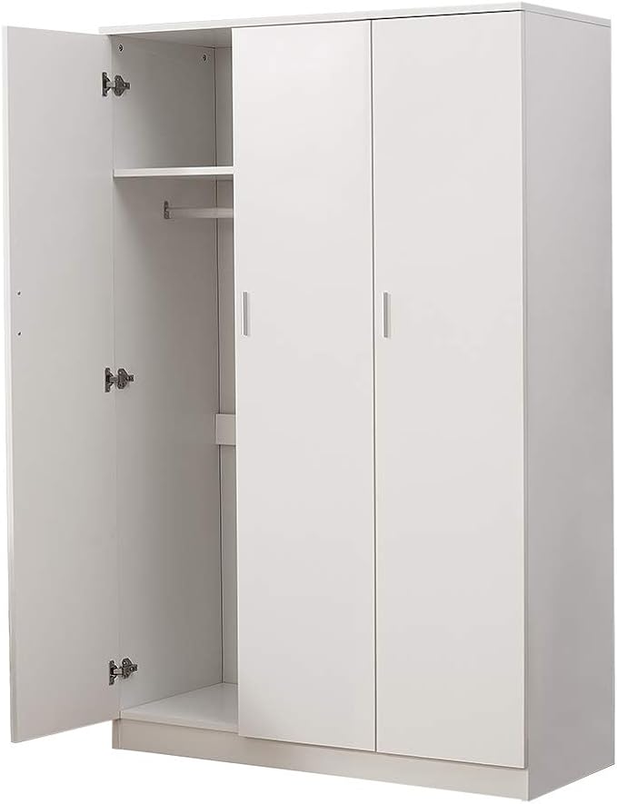 Panana 3 Door Wardrobe, Armoires with Storage Shelves and Hanging Rail Clothes Storage Cabinet for Bedroom