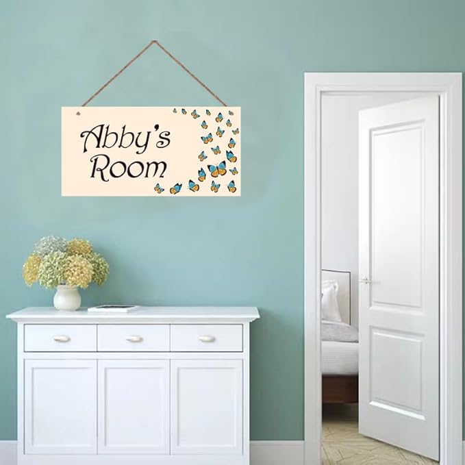 Personalized Butterfly Sign Cartoon Room Décor Kids Room Decor, Animal Theme Wall Art Decor for Little Man Cave, Nursery Door Decor for Toddler Baby Boys Room