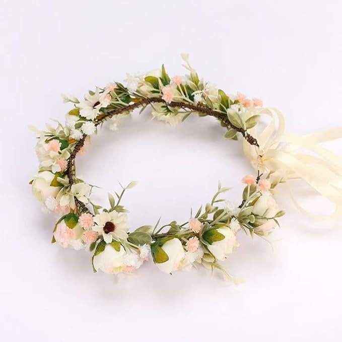Floral Fall Camellia Flower Crown Rose Headpiece Wedding Bridal Flower Girl Halo Maternity Photo Props FL-03