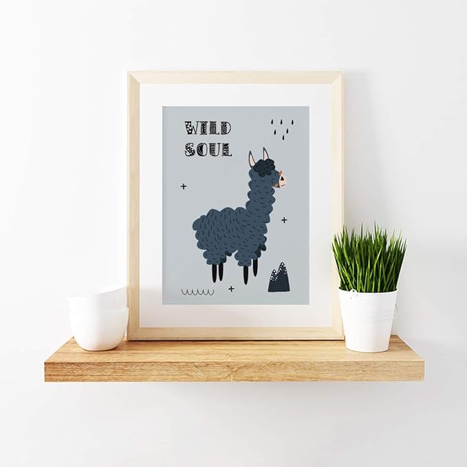 Andaz Press Nursery Kids Room Scandinavian Hello Llama Wall Art Decor Poster Prints, 8.5 x 11-inch, Scandinavian Wild Soul Llama Graphic, 1-Pack, Unframed